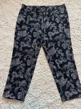 Ann Taylor Navy and White Paisley Pants